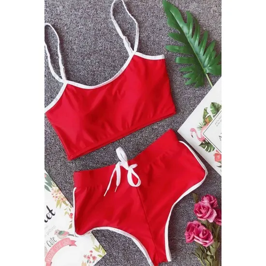 LOOK FOR YOUR WONDERFUL NIGHTS WITH ITS STUNNING COLOR Shorts Bustier Suit Red FREE SHIPPING