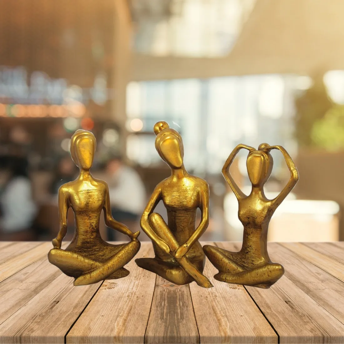 

HLO 2022 New Yoga Girls Trinket Creativity Posture Decorate Statue Elegant Polyester Gold Color Handcraft Human Figurine
