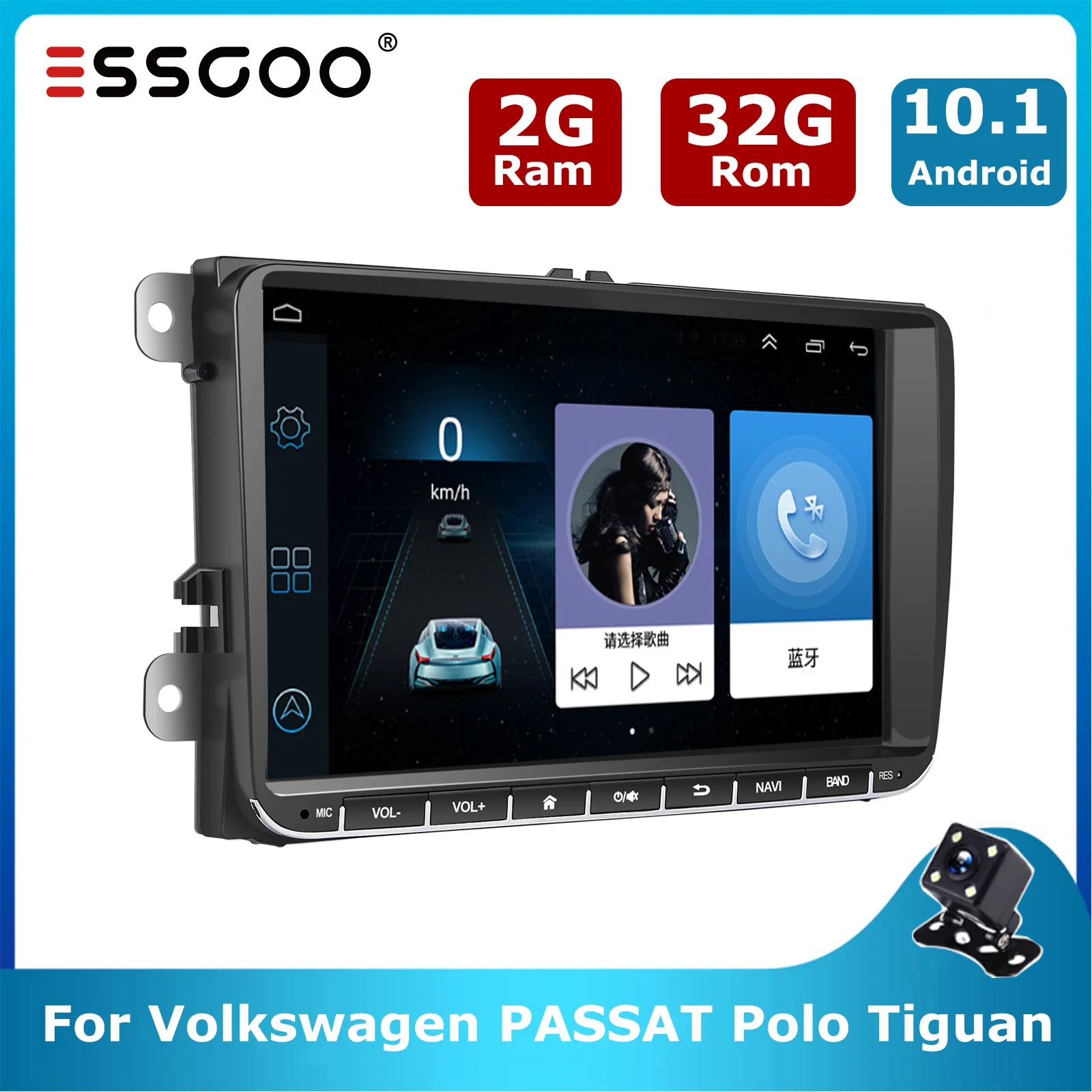 

Автомагнитола ESSGOO, 9 дюймов, 2 din, Android 10,1, 2 + 32 ГБ