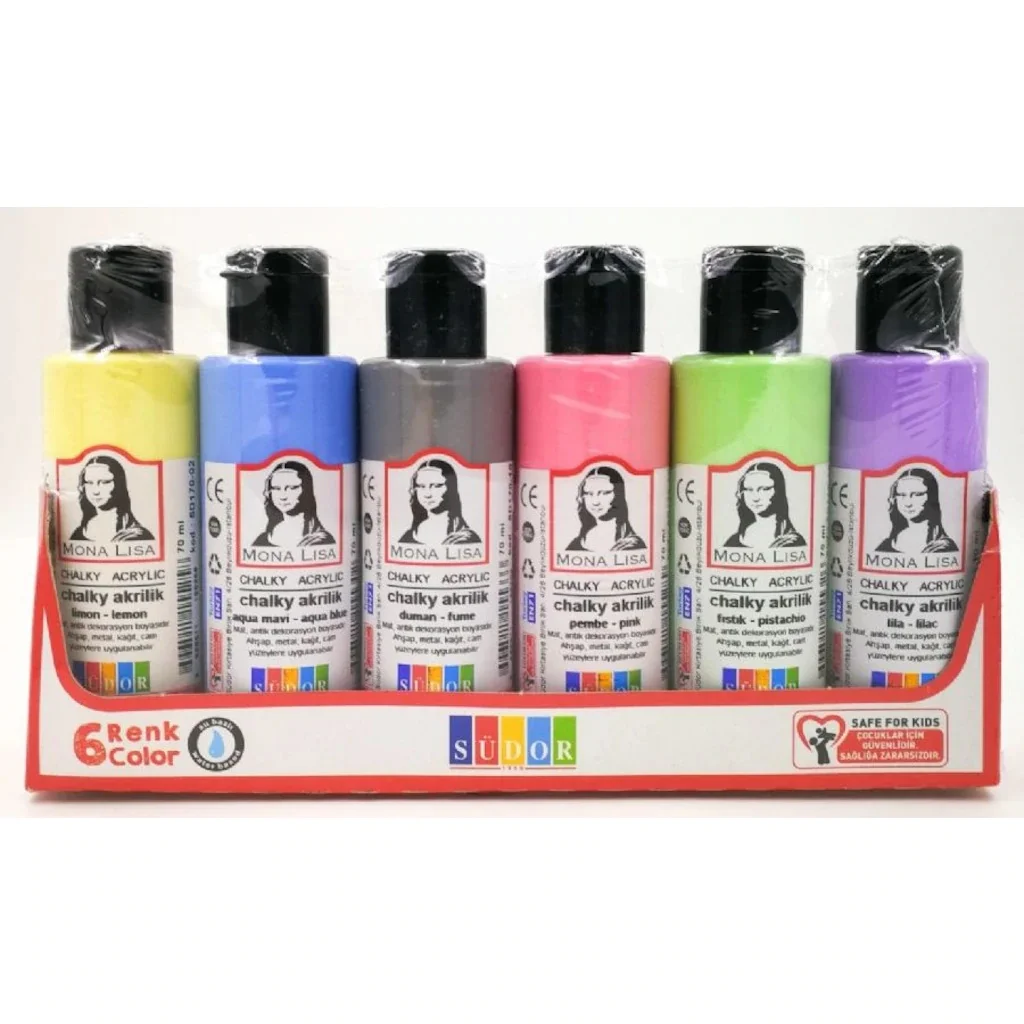 Акриловая краска 6x70 мл пастельные цвета (SD1006P) холст дерево и много поверхностей. |