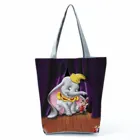 Сумка-тоут с принтом Дамбо, Большая вместительная сумка с мультипликационным изображением слона, женская наплечная сумка с милыми животными, сумка для покупок с индивидуальным рисунком
