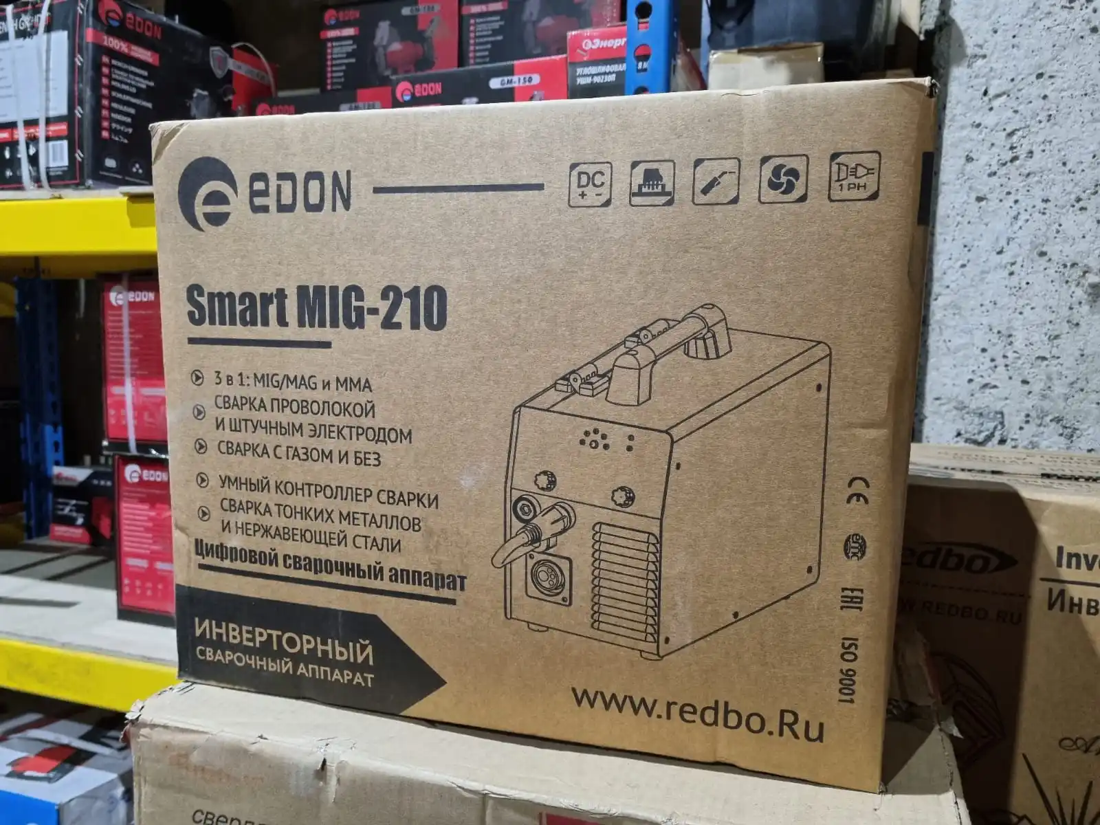 Полуавтоматический инверторный сварочный аппарат Edon Smart MIG-210 4 в 1 MIG/MAG/FCAW/MMA