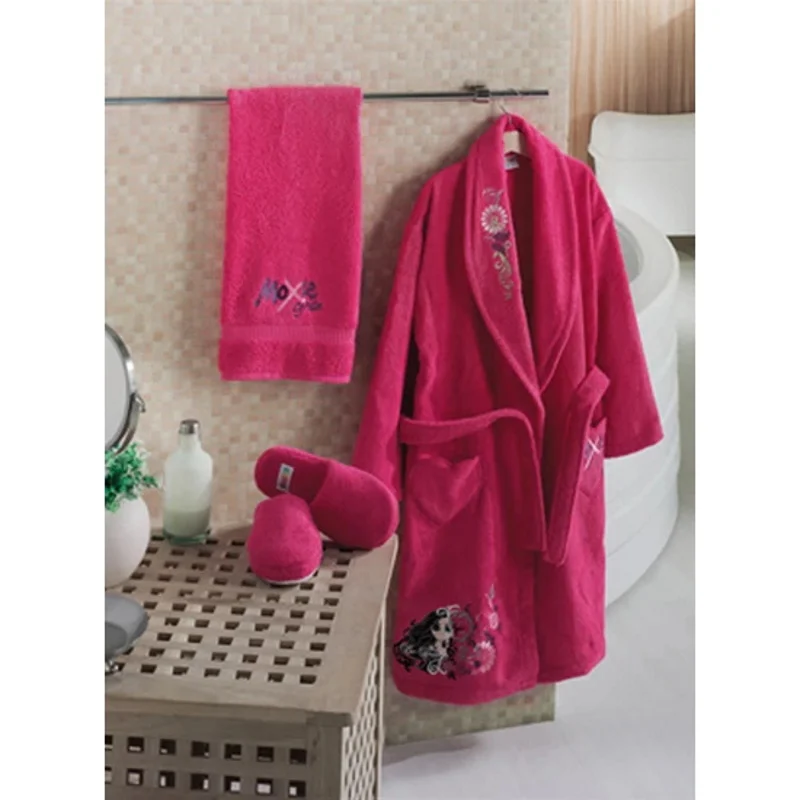 

Moxie Girlz Licensed Kid Bathrobe Set Towel Slipper and Robe 100% Cotton 3 Pcs Original Box Gift for Children Age 4 to 11