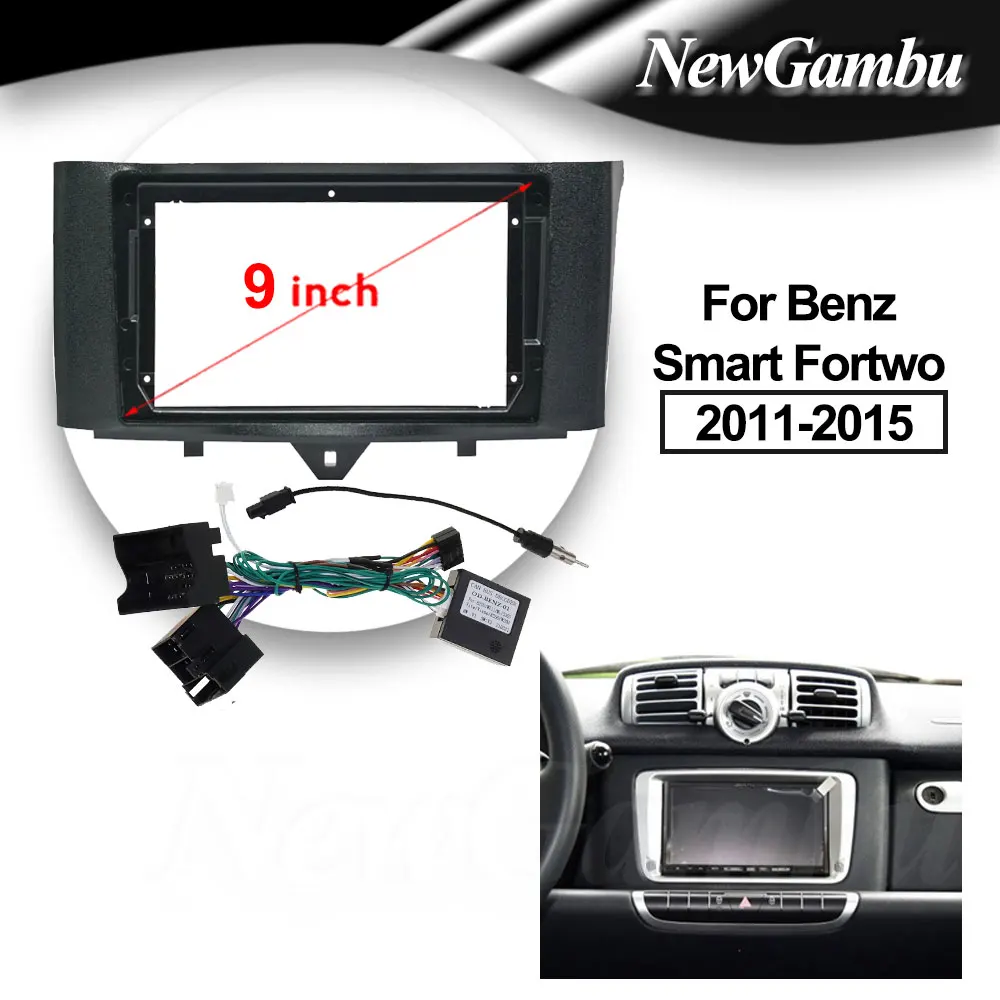 

9 inch Car Fascia Frame For Benz Smart Fortwo 2011 2012 2013 2014 2015 Cable Canbus DVD Screen Android Dash Panel Frame Fascias