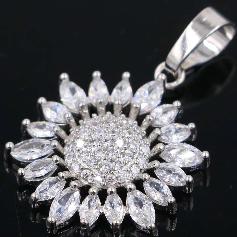 

32x19mm Beautiful Created White Sapphire CZ Gift For Woman's Jewelry Making Silver Pendant