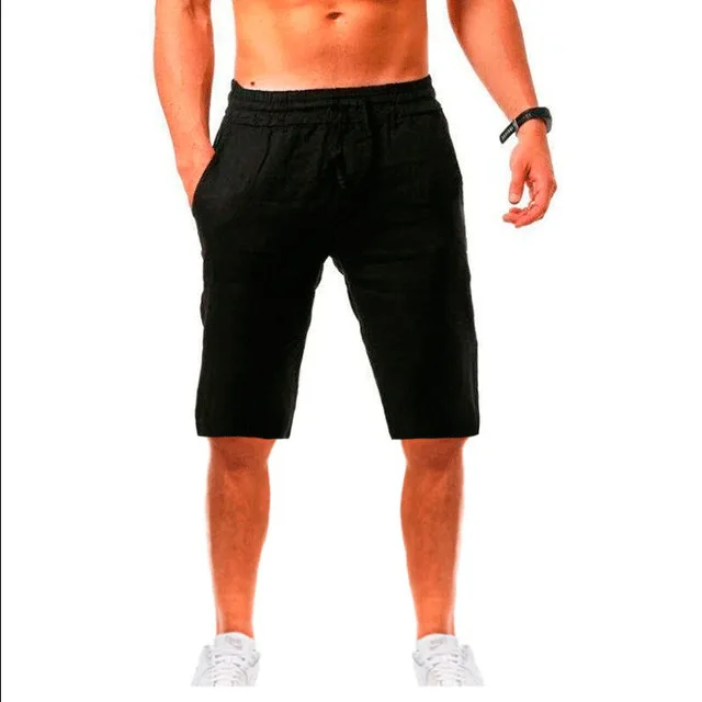 

2022 New Men's Shorts Cotton Linen Solid Color Breathable Casual Shorts Fitness Streetwear