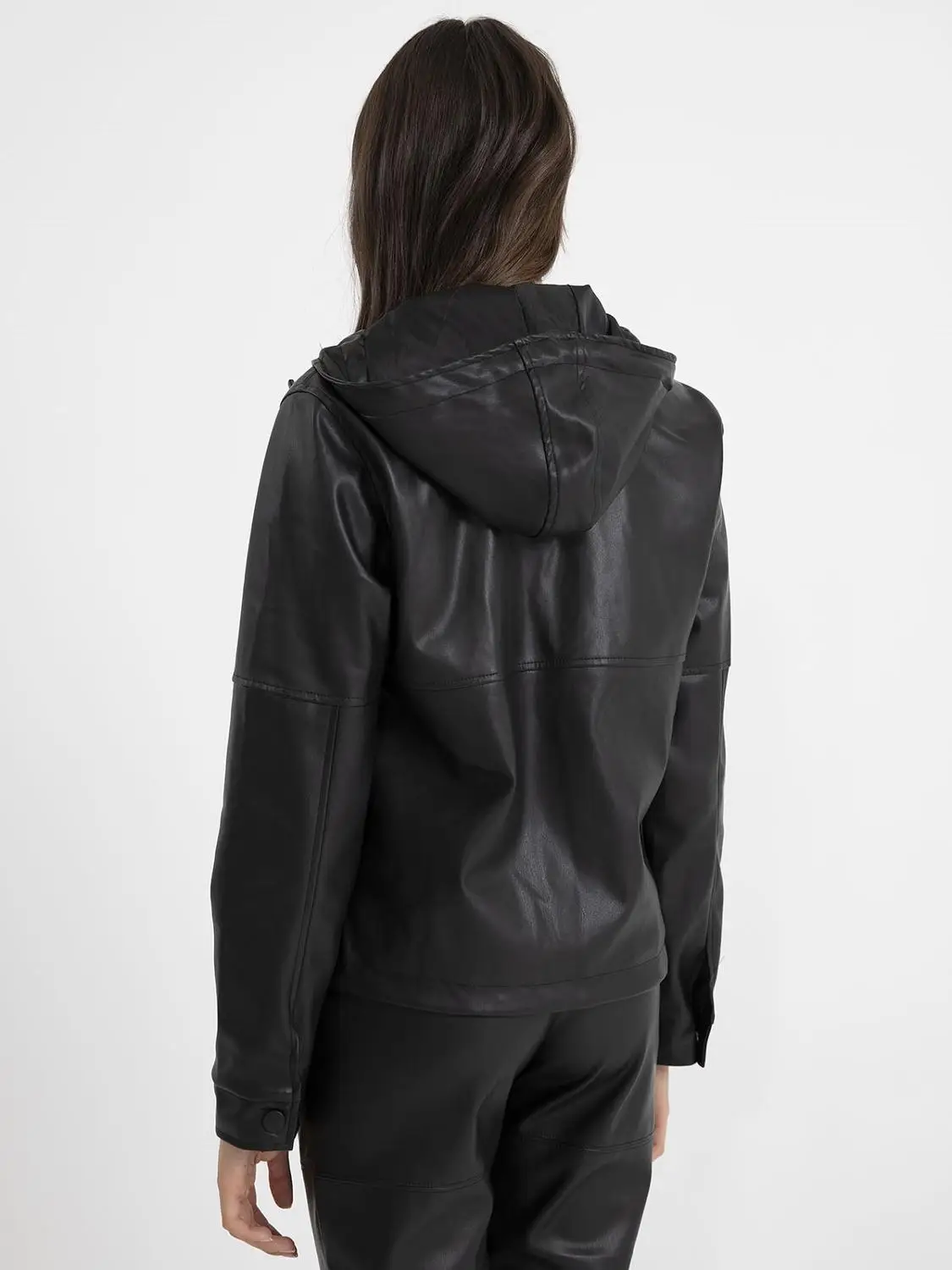 Outwear Hooded Thick Warm Jacket Leather Coat Winter Autumn Long Sleeve Pocket