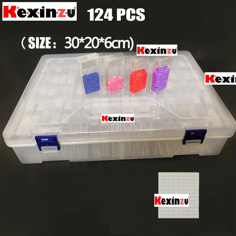 Kexinzu 42/64/84/100/124 шт. алмазов картина инструменты для вышивки крестом контейнер