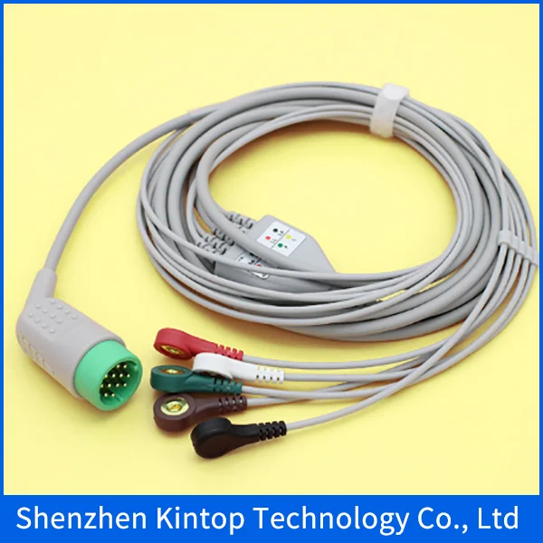 Совместим с новым высокое качество! 12-контактный ЭКГ 5 выводов кабель leadwire для
