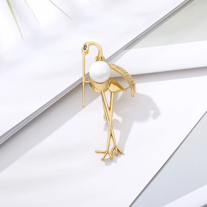 Стразы заколки с животными роскошный острый рот птица золотой фламинго