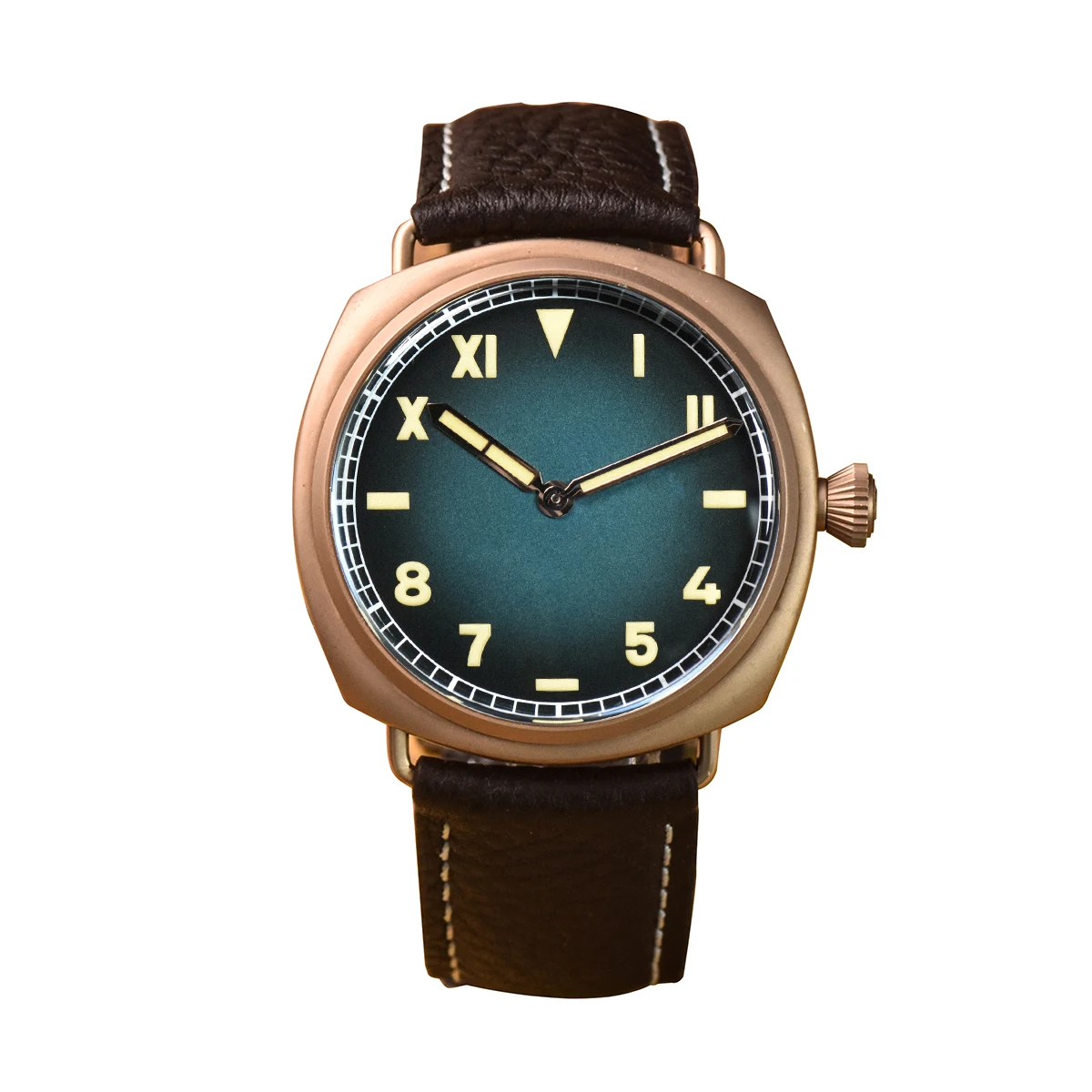 

Hruodland Bronze Watch 44mm Gradient Dial Ronda 502 Movement Retro Quartz Dive Watches Unisex Luminous Water Resistant Sapphire