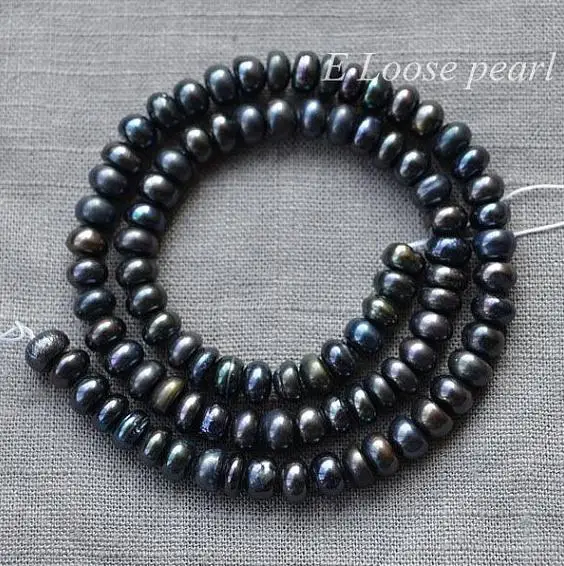 

Unique Design AA Store Potato Black Genuine Freshwater Pearls Loose Beads 6-7mm One Full Strands DIY Jewelry For Lady Gift