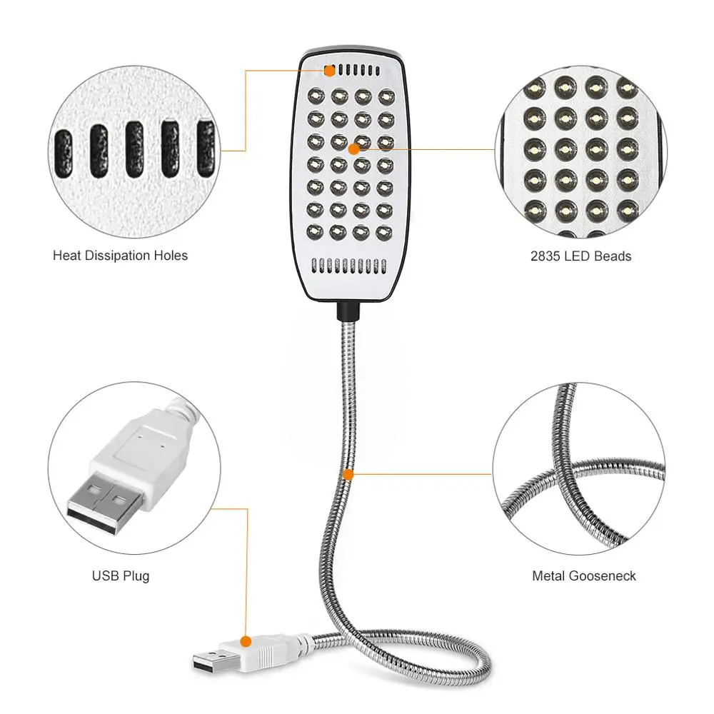 Гибкая USB-лампа для чтения GLE 2 Вт 28 светодисветодиодный Дов | Лампы и освещение