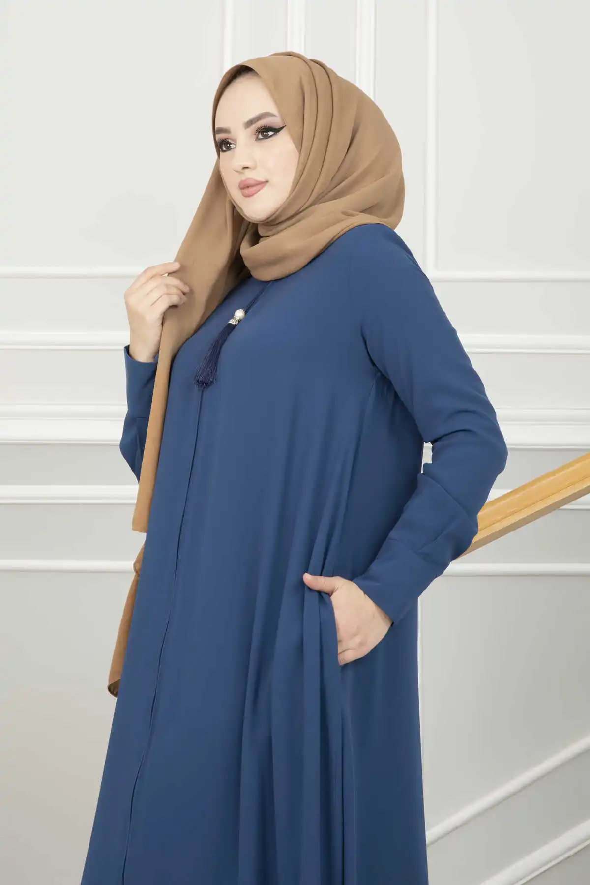 Women Tassel Detailed Hijab Abaya Ramadan Dubai Turkey Muslim Fashion Dress Kaftan Moroccan Islamic Clothing Maxi Vestido Robe