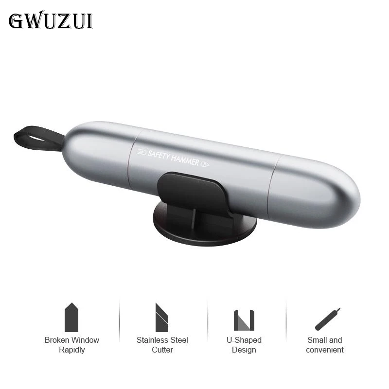 

Gwuzui Safety Hammer Mini Emergency Window Glass Breaker Seat Belt Cutter 2 in 1 Escape Keychain Tool Underwater Working Rescue