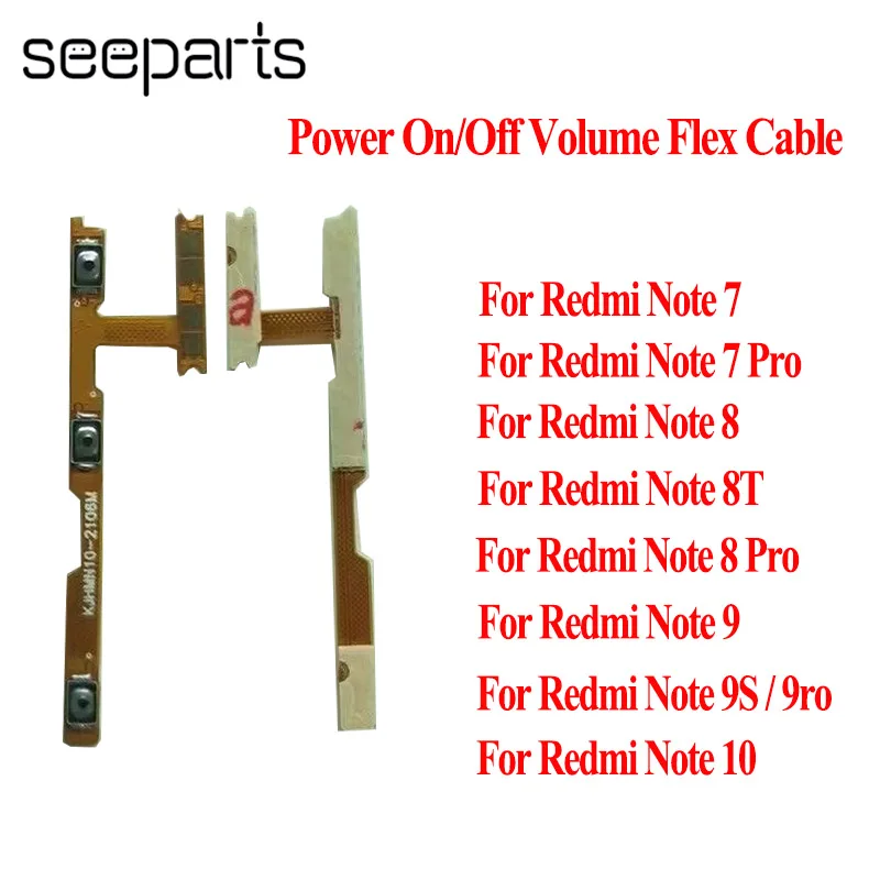 

For Xiaomi Redmi Note 7 8 8T 9 Pro Power On/Off Volume Buttons Flex Cable Redmi Note 10 Volume Up/Dow Button Flex Cable