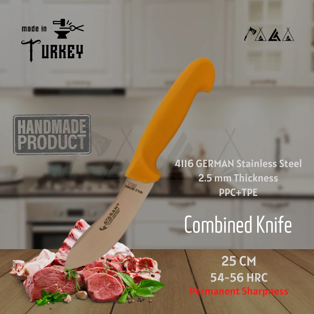 ATASAN Gold Series Combined Knife Steak Meat Handmade High Quality Professional Stainless Steel Chefs Knives 2021 Turkish