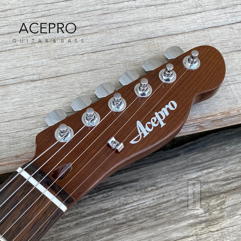 Электрическая гитара Acepro Brown Burst черная P90 пикапы жареная Кленовая шейка покрытая