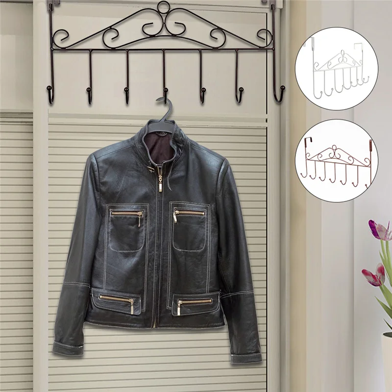 

1 PCS Bag Towel Coat Clothes Hat Over Door Hanger 5-Hook Kitchen Bathroom Hanging Wall Metal Storage Organizer