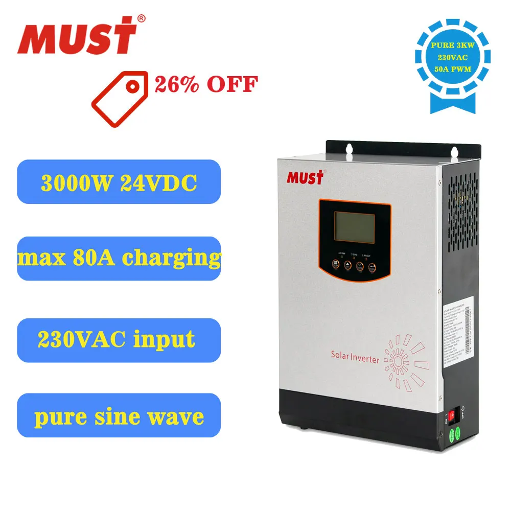 Солнечный инвертор MUST PV1800 VPK 3 кВт 3000 Вт высокочастотный солнечный