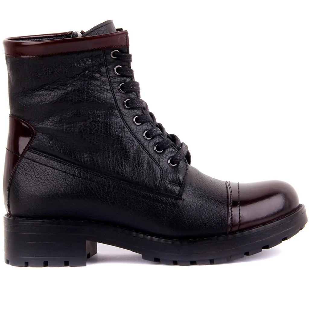 

Sail-Lakers Black, Burgundy Leather Zipper Female Boots