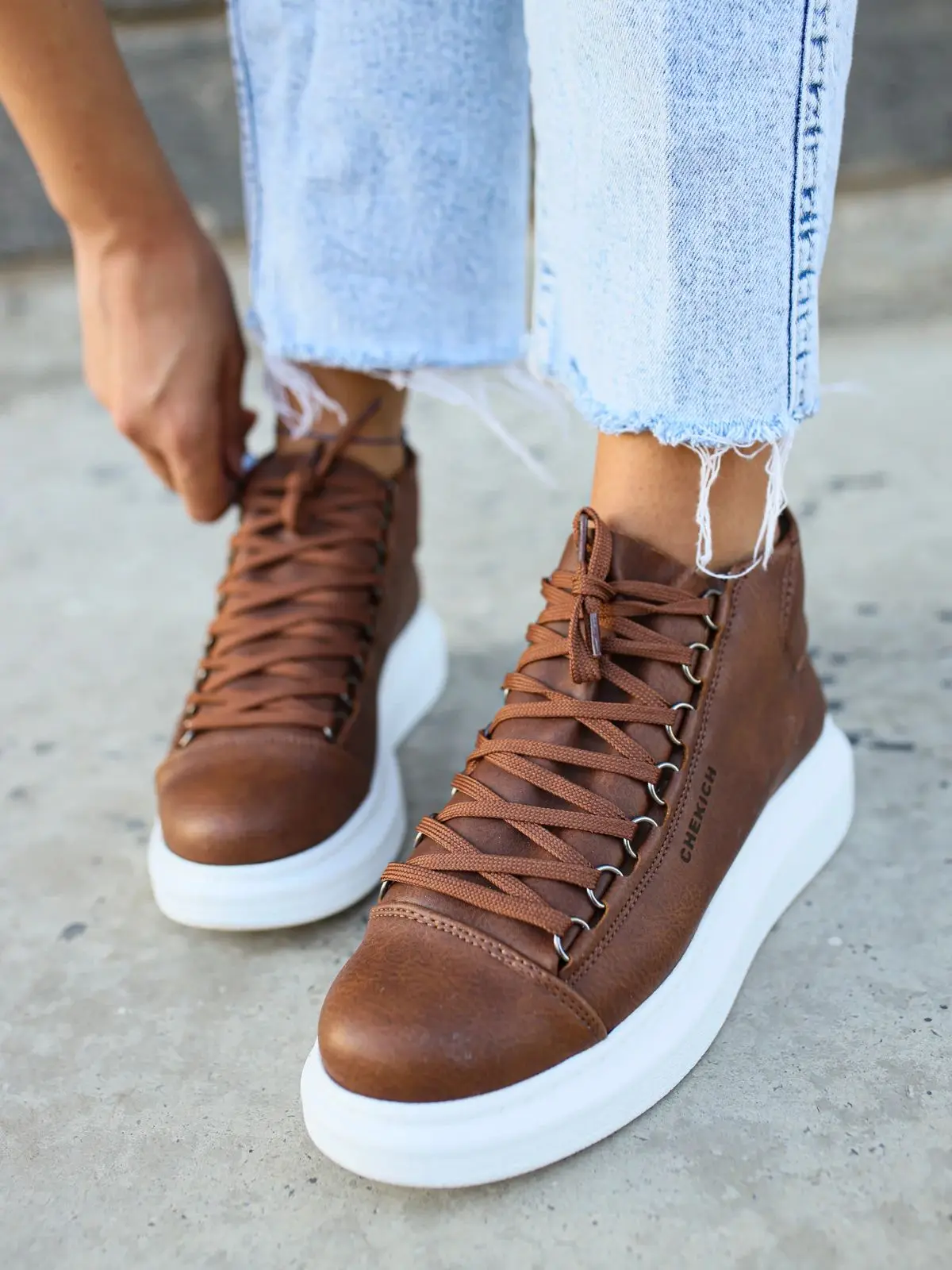 Chekich Women Shoes Black Color Lace-Up White Outsole Eco-Friendly Vegan Artificial Leather Girl Fashion Odorless Classic CH258