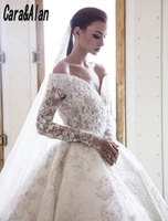 gorgeous princess wedding dresses long sleeves off shoulder bridal gowns applique beaded vestido de fiesta de boda chapel train