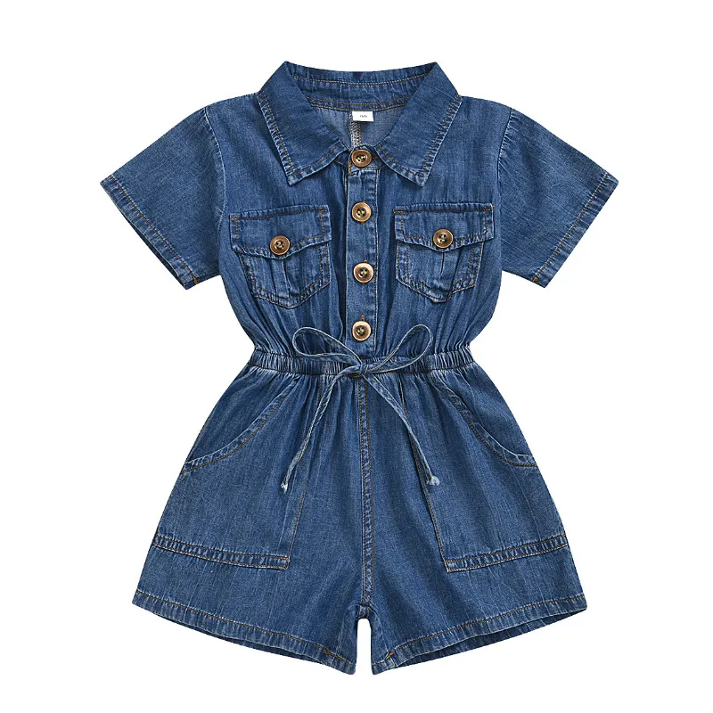 Emmaaby/детский однотонный комбинезон с короткими рукавами на пуговицах для