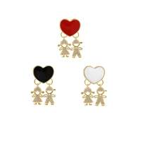 gold plated cz small boys and girls charm copper gold plated diy bracelet necklace handmade wholesale enamel heart jewelry