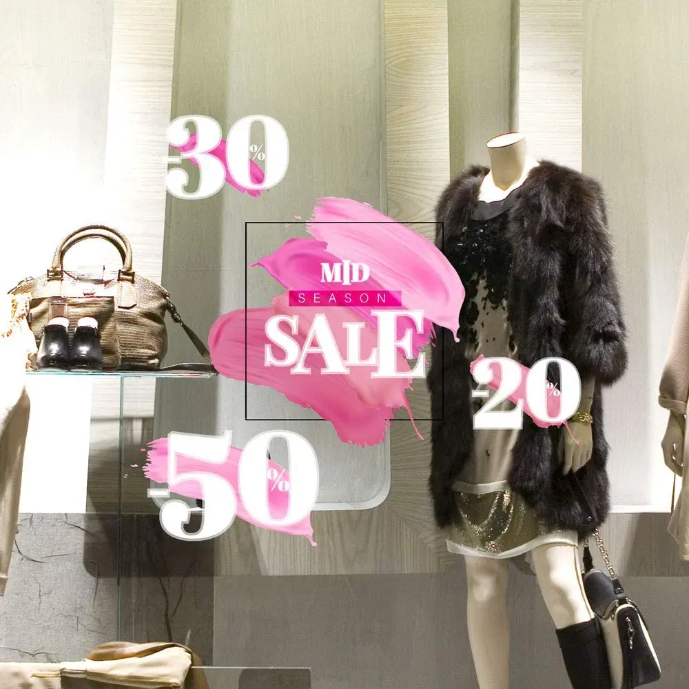 Window sticker Mid Season Sale-decorations for window shopping stores without glue repositionable and reusable | Дом и сад