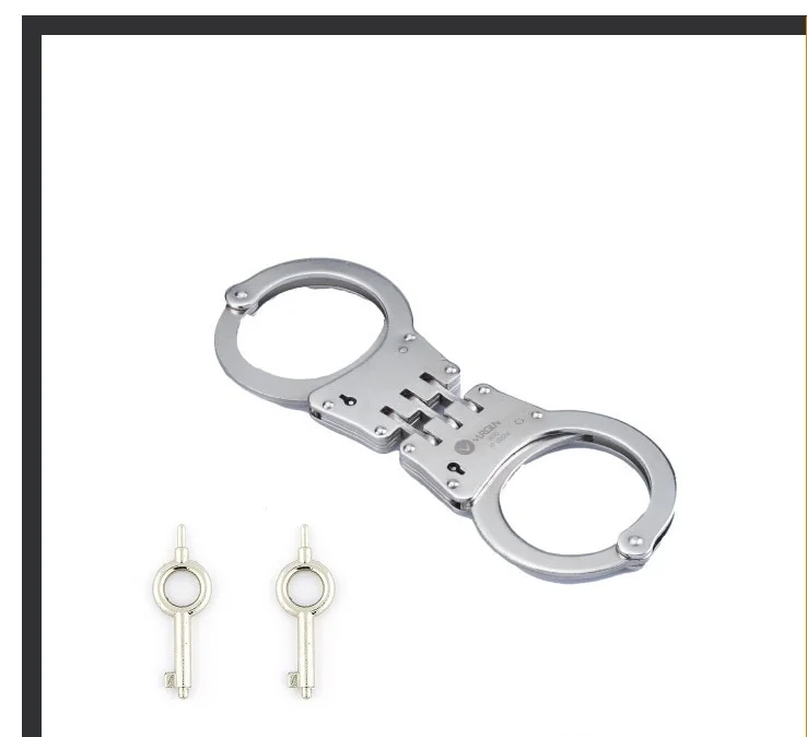 

Professional 3 Hinged Type Steel Handcuffs Hinged Type Key Pin MECHANISM DOUBLE LO Erotic Accessories New In Box