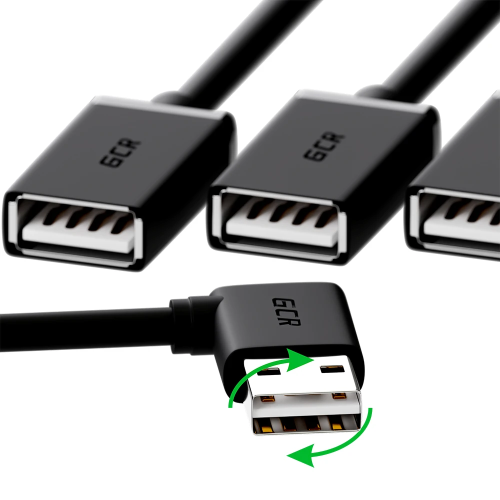 GCR Угловой разветвитель USB Hub 3 port кабель юсби хаб 1х3 порта для ПК ноутбука Smart TV Xiaomi