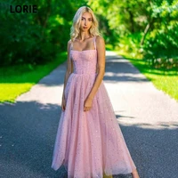 lorie 2021 pink tulle corset prom dresses 2021 long boat neck with sequin dress ankle length plus size fluffy formal party gowns