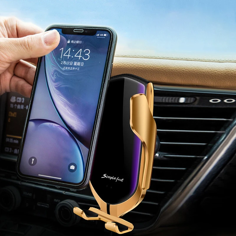 

Automatic Clamping 10W QI Car Wireless Charger Fast Charging For Samsung iPhone 12 11 Pro XS Infrared Sensor Phone Holder Mount