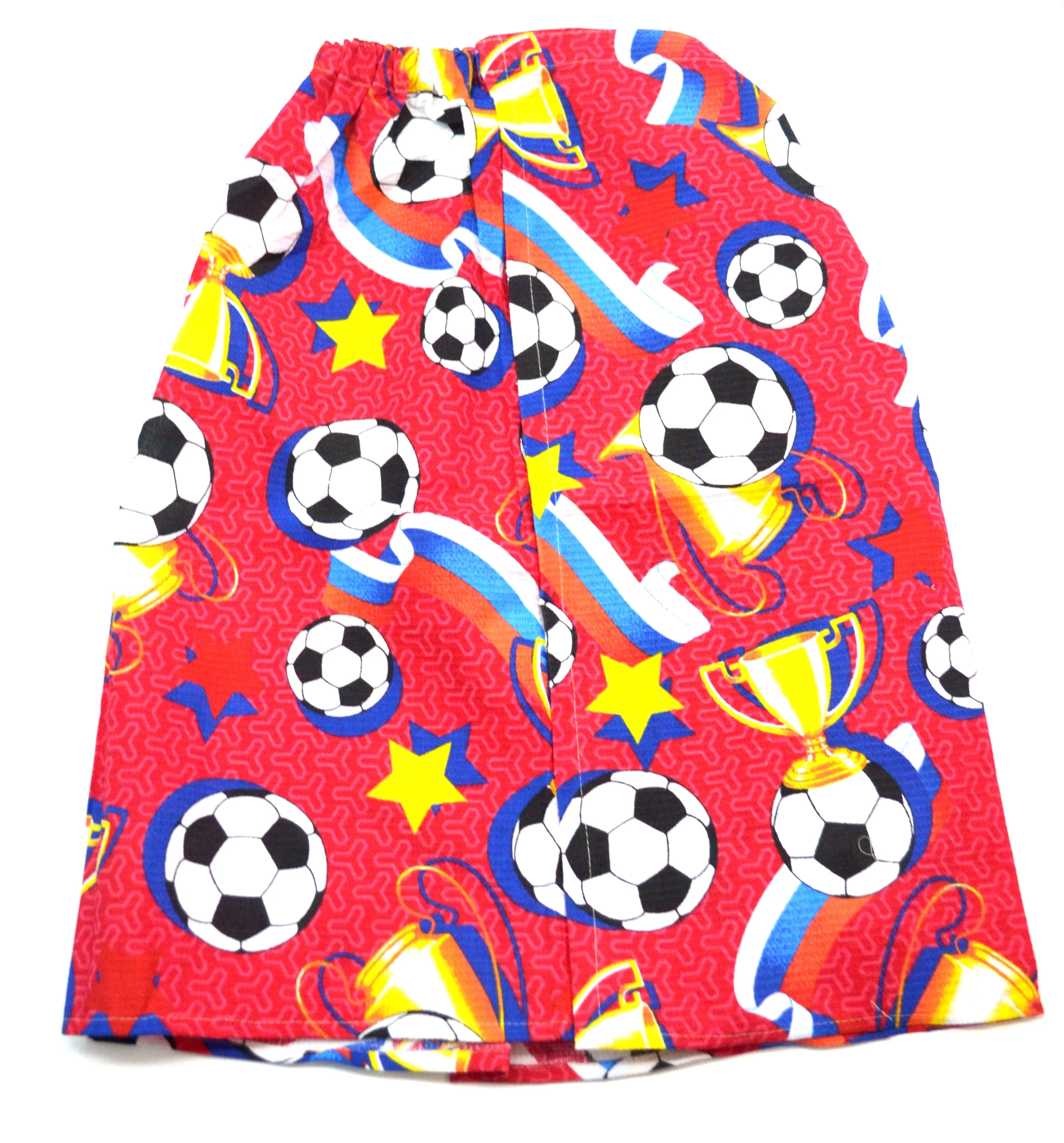 Килт для бани мужской вафельная ткань ФУТБОЛ красный