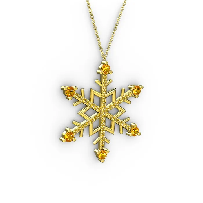 

Aloin Snow Flake Necklace 925K Silver Gold plated and Rose gold plated options, 16 precious gemstone options