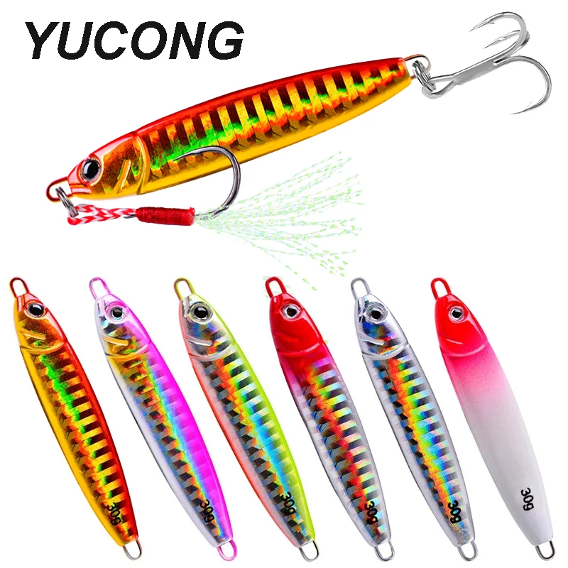 

YUCONG 6Pcs/lot Slow Sinking Casting Jig Baits 15-20-30g Metal Sequin Fishing Lures Jigging Isca Fish Saltwater Sea Bass Baits