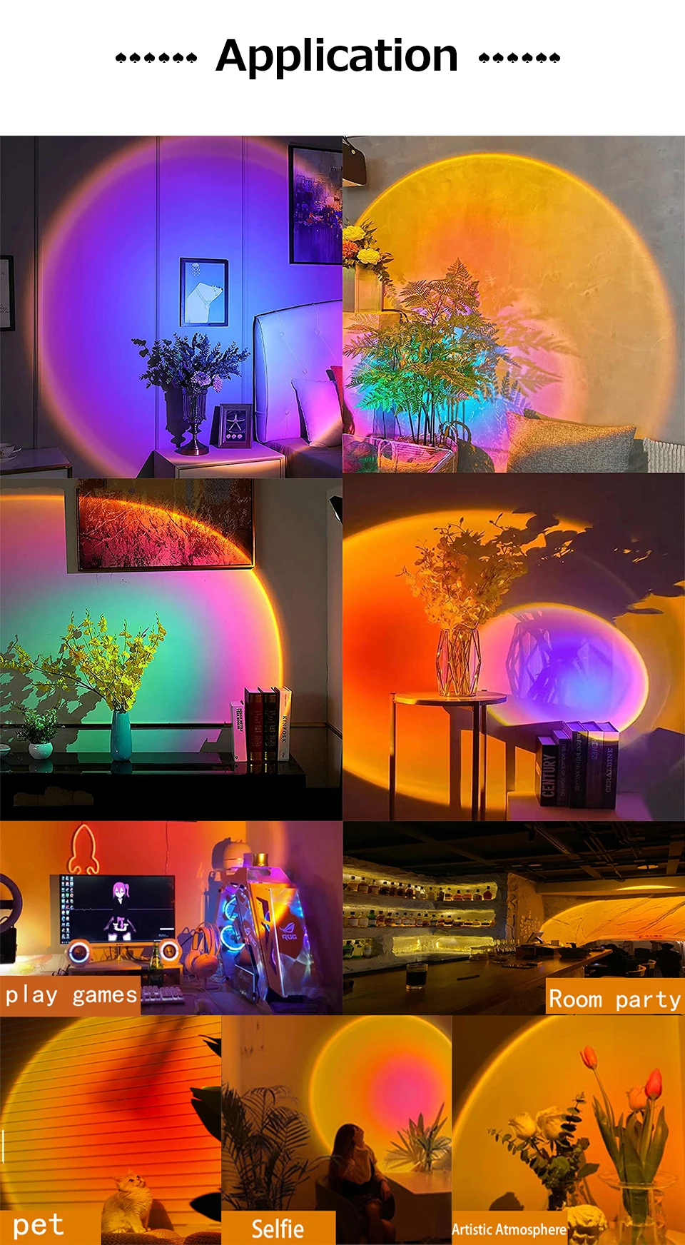 Sunset Lamp RGB 16 Colors APP Remote Control Bluetooth-compatible Projection Night Light for Home Bedroom Background Decoration 3d night light