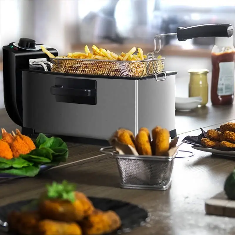 Cecotec CleanFry 3L Electric Fryer 3 Liters Stainless Steel 2000W with OilClean Filter Cap Anti-Odor and Window | Бытовая техника