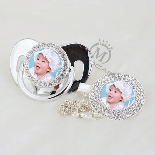 MIYOCAR изготовленные на заказ пустышки любое имя фото серебро bling соска и пустышка Клип BPA бесплатно пустышка bling удивительный дизайн P-1-P - Цвет: P-9-1-P 6-18m