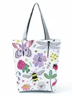 Модная женская сумка с цветочным рисунком, большая вместительность, экологически чистая сумка через плечо, Женская практичная Портативная сумка для покупок