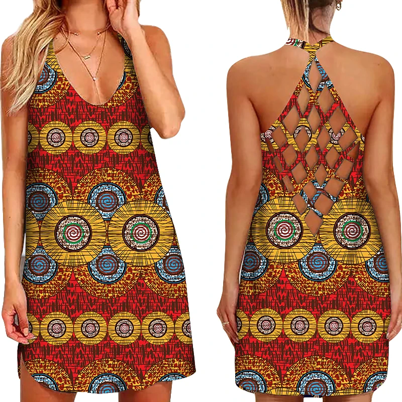 Женское платье-мини в богемном стиле повседневный свободный пляжный сарафан без