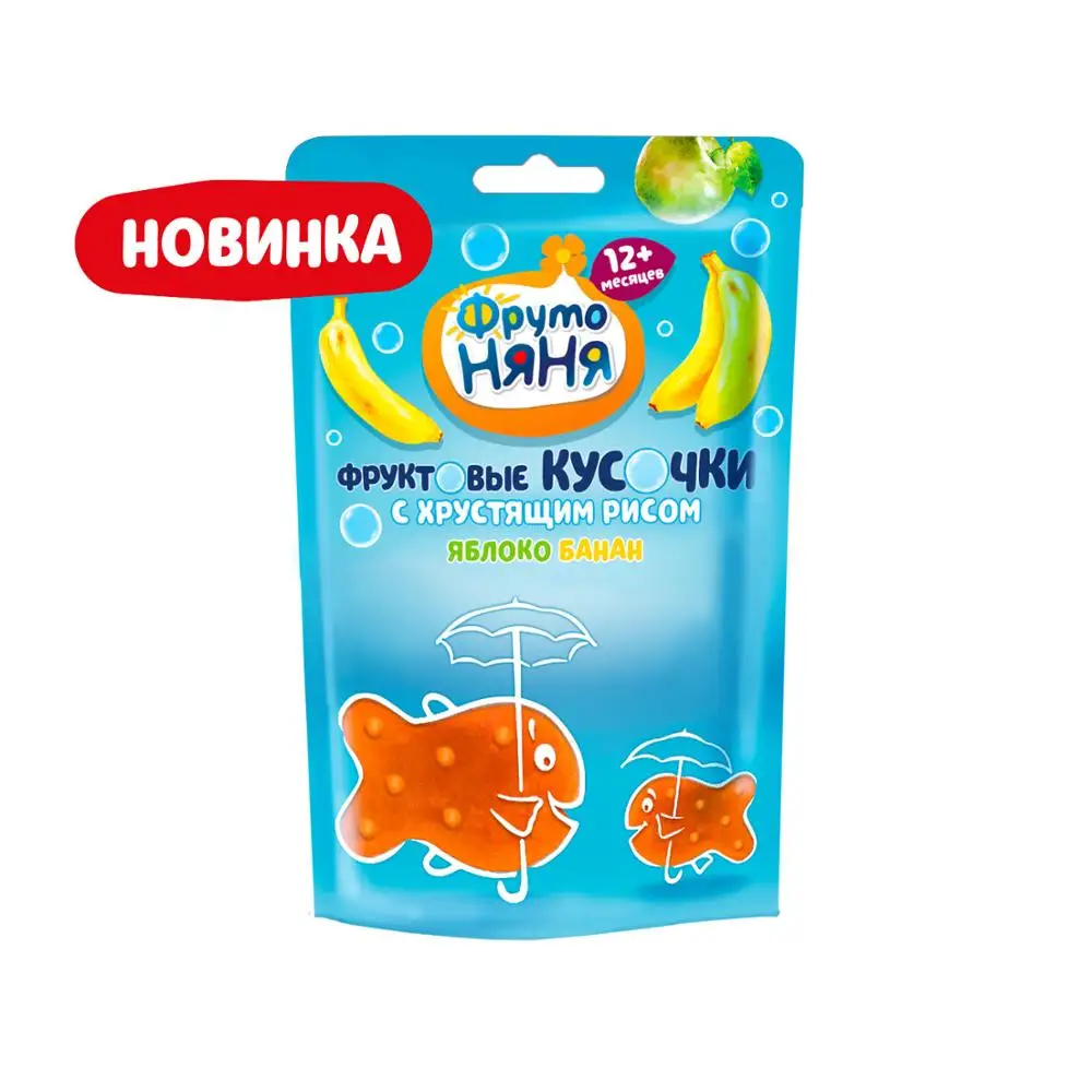 Кусочки фруктовые ФрутоНяня яблоко-банан-хрустящий рис 12г с 12месяцев | Мать и