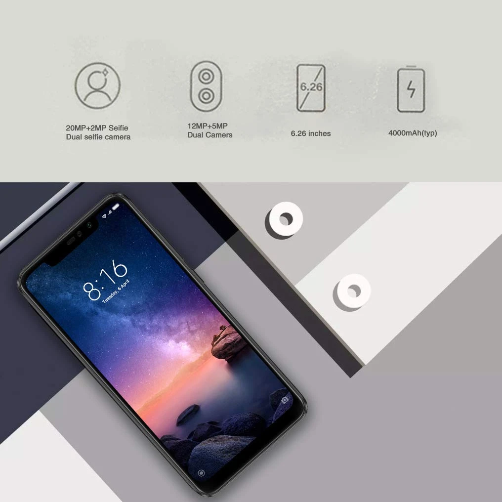 Xiaomi Note Redmi 6 Pro глобальная версия черный цвет (черный). Полоса 4G/LTE/WiFi две sim-карты 64