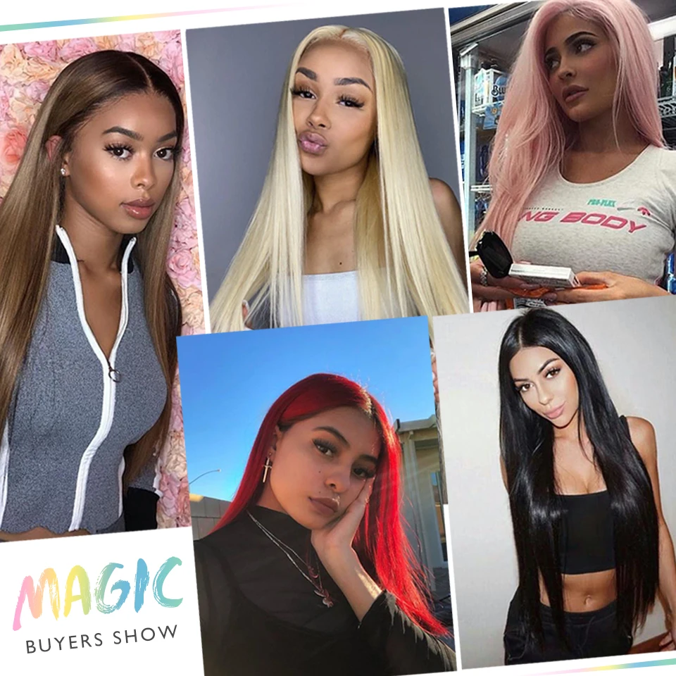 Волшебные синтетические кружевные парики прямые длинные волосы для чернокожих