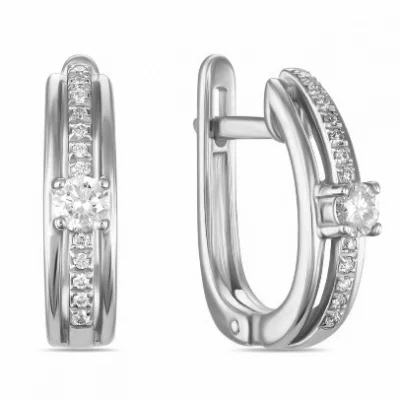 ЛУКАС-ГОЛД Серьги с 26 бриллиантами из белого золота | Украшения и аксессуары