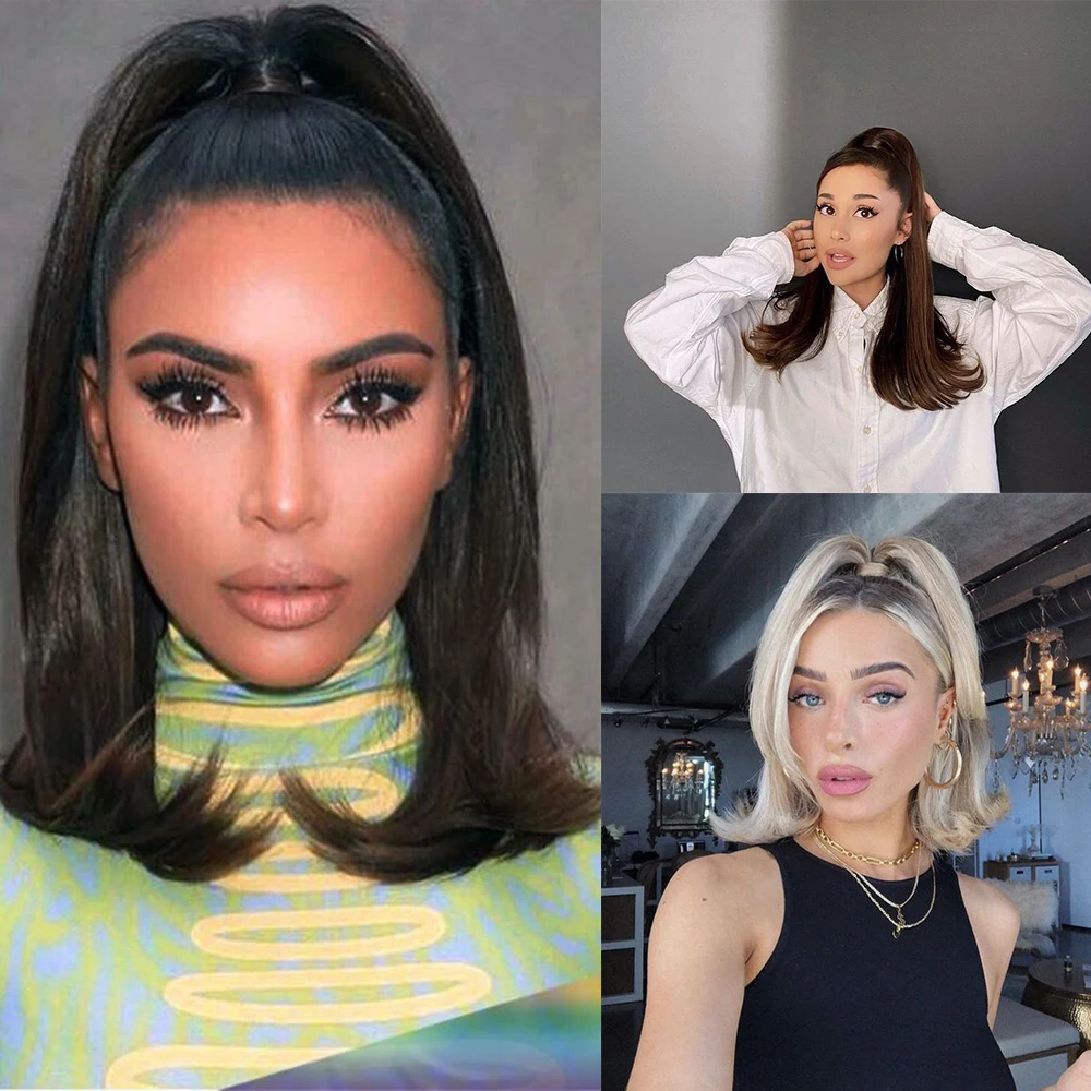 Отказов шнурами вокруг пони синтетических 18 дюймов прямые человеческие волосы