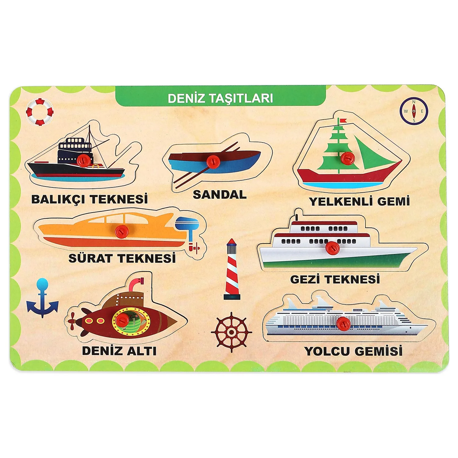 

Educational Puzzle Watercraft with Wooden Handle child development gift surprise intelligence development trainer
