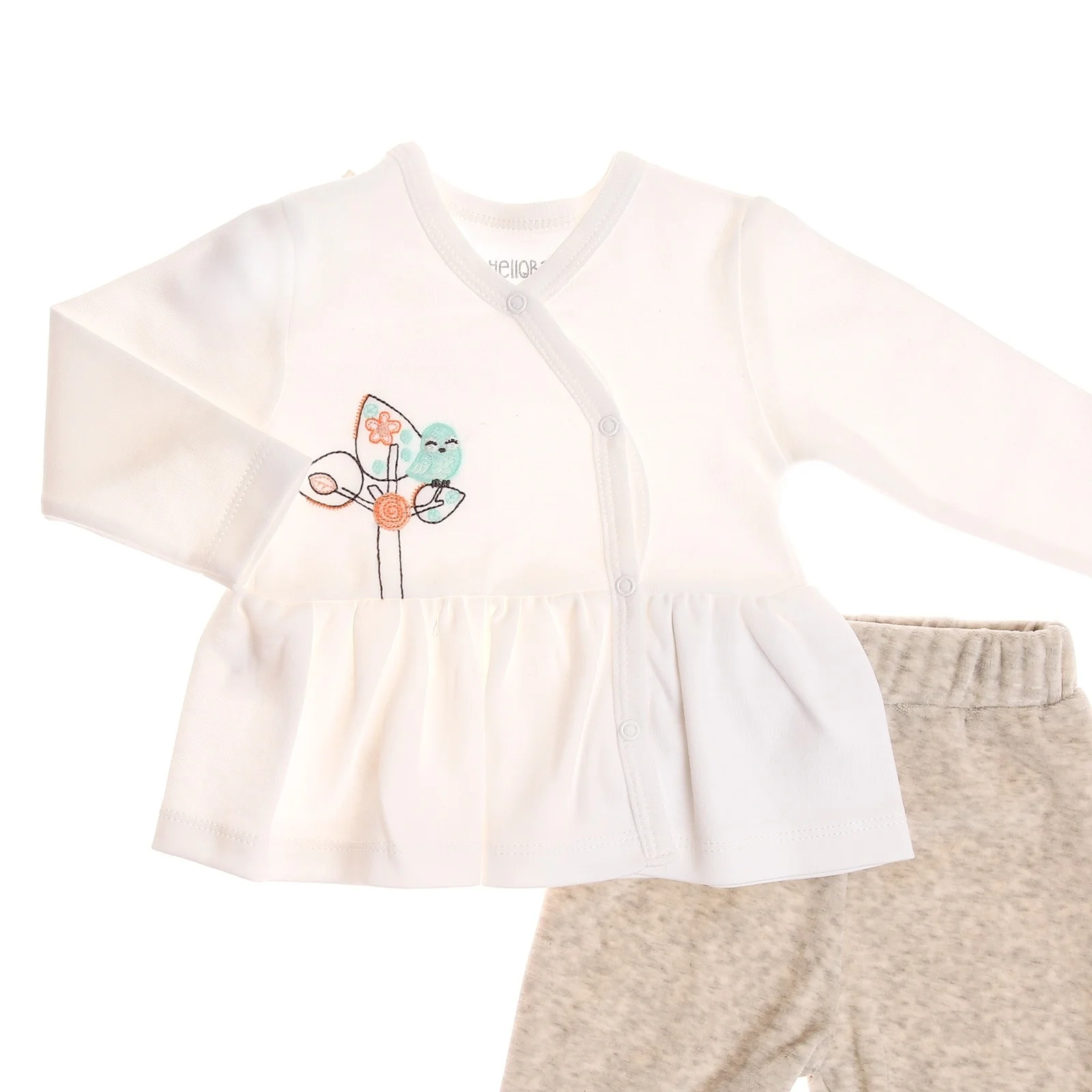 Ebebek HelloBaby/бархатный комбинезон с вышивкой для маленьких девочек комплект со