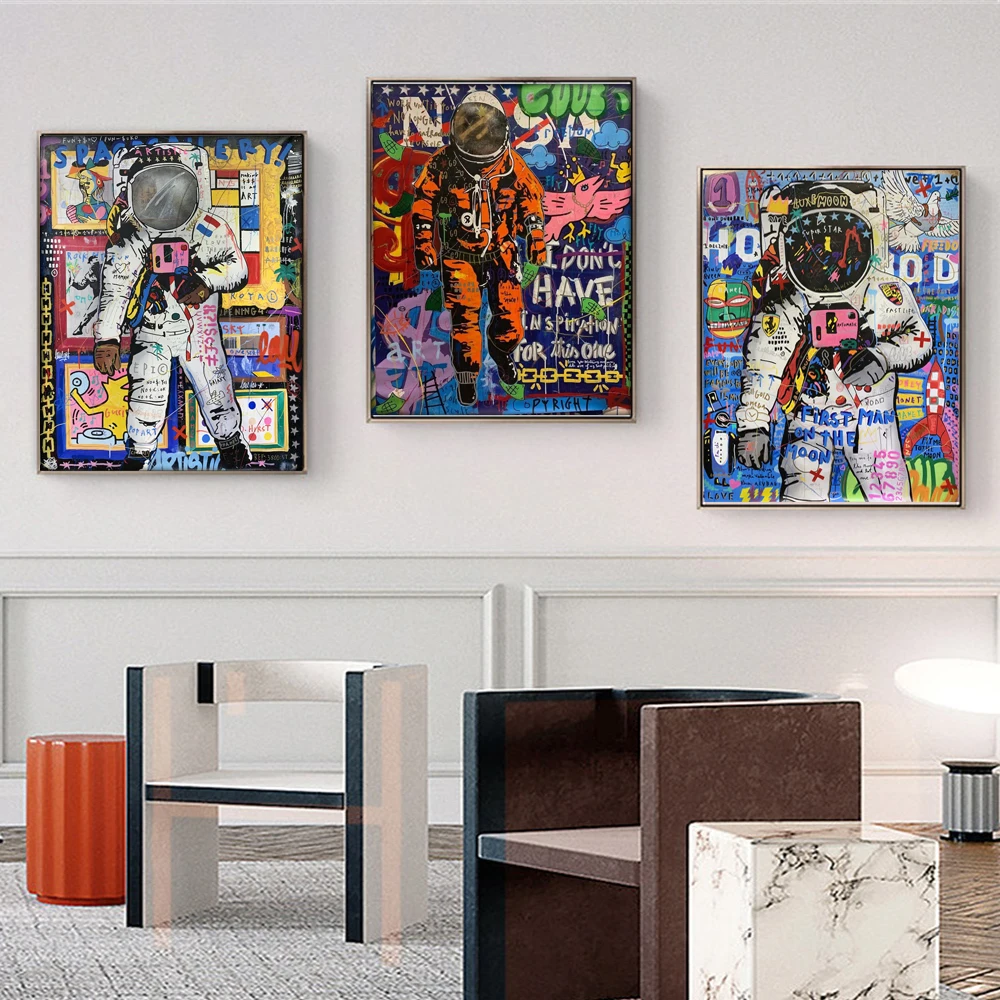 

Astronaut Canvas Prints For Kid Graffiti Street Wall Pop Art Posters Paintings and Prints Wall Art Bed Room Home Office Decor
